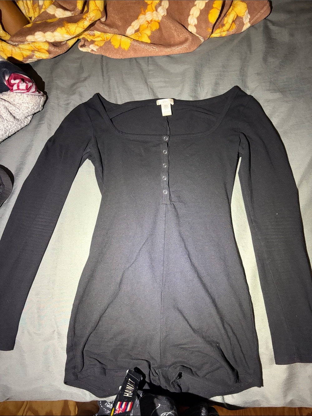 Sleek Black Cotton Body Suit